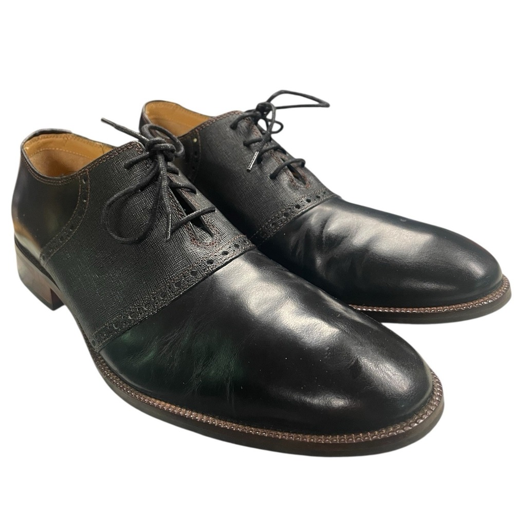 Cole Haan Williams Saddle Leather Oxford Size 10 Men's Black Leather
